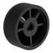 A black plastic Hatco knob with a black center.