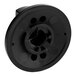A black circular Garland knob handle with holes in it.