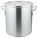 a large silver pot with a lid