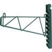 A black Metro SmartWall metal shelf with a metal frame and two hooks.