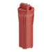 A red Hatco water treatment unit with a cylindrical body and threaded inlet and outlet ports.