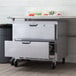 A Beverage-Air stainless steel undercounter refrigerator with 2 drawers.