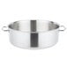 A silver Vollrath Intrigue brazier pot with handles.
