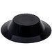 A black Fineline plastic soup bowl with silver bands on a white background.