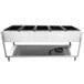 A Vollrath stainless steel hot food table with five sealed wells on a counter.
