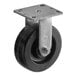 A black Vulcan rigid caster with a black and silver wheel and metal plate.