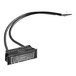 A black cable with a white square indicator light.