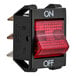 A black Vulcan rocker switch with a red light.