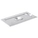 A Vollrath stainless steel slotted steam table pan cover.