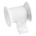 A white plastic cup holder with a hole in it.