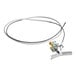 A white wire with a metal piece attached to the end.