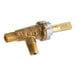 A close up of a brass and silver Vollrath gas valve with a gold handle.