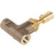 A close-up of a brass and metal T&S straight valve unit handle.