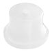 A white plastic lid with a round top.