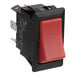 An American Range rocker switch with a red rectangular button and a black rectangular frame.