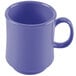 A peacock blue plastic mug with a handle.