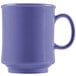 A close-up of a peacock blue GET Diamond Mardi Gras mug with a handle.