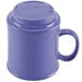 A peacock blue GET Diamond Mardi Gras mug with a handle on a white background.