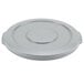 A grey plastic lid for a Continental 10 gallon trash can.