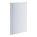 A white rectangular strip door with vertical black lines.