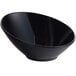 A black slanted melamine bowl with a white background.