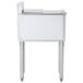 A white rectangular Eagle Group underbar ice chest with metal legs.
