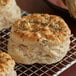 close-up of a bread with herbs on top