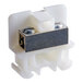 A white plastic Cleveland terminal block with two metal screws.