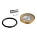 A circular metal solenoid kit with brass and gold plated metal parts.