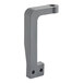 A gray metal rectangular bracket with a circle in the middle.
