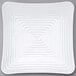 A white square plate with a spiral pattern.