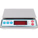 A Cardinal Detecto digital portion scale with blue buttons and a silver background.