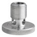 A stainless steel Vulcan suction port with a threaded hole.