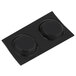 A black aluminum wall mounting rail with circular attachments.