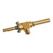 A brass Vulcan burner valve with a gold metal handle.