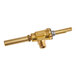 A brass Vulcan burner valve with a gold handle.