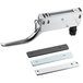 A black and silver metal Accutemp release handle with two screws.