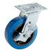 A blue Alto-Shaam swivel caster with a black and silver wheel.