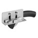 A stainless steel Alto-Shaam door handle with a black handle.