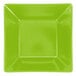 A green square melamine bowl with a black border.
