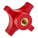 A red plastic Berkel meat slicer knob with a gold nut on it.