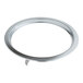 A round silver stainless steel ring with a curved edge.