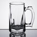 A case of 12 Libbey clear glass beer mugs with handles.