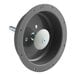 An inside release mechanism for a 4-inch door, featuring a round, recessed design with a central release knob and mounting holes around the edge.