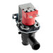 A red and black Ice-O-Matic purge valve with a red button.