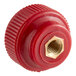 A red plastic Berkel knob with a gold nut.