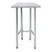 An Advance Tabco stainless steel work table with an open base.