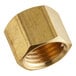 A gold threaded nut for a Vulcan gas tube.