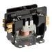 A black and silver electrical contactor with one pole.