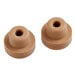 A pair of brown rubber Manitowoc Ice water plugs.